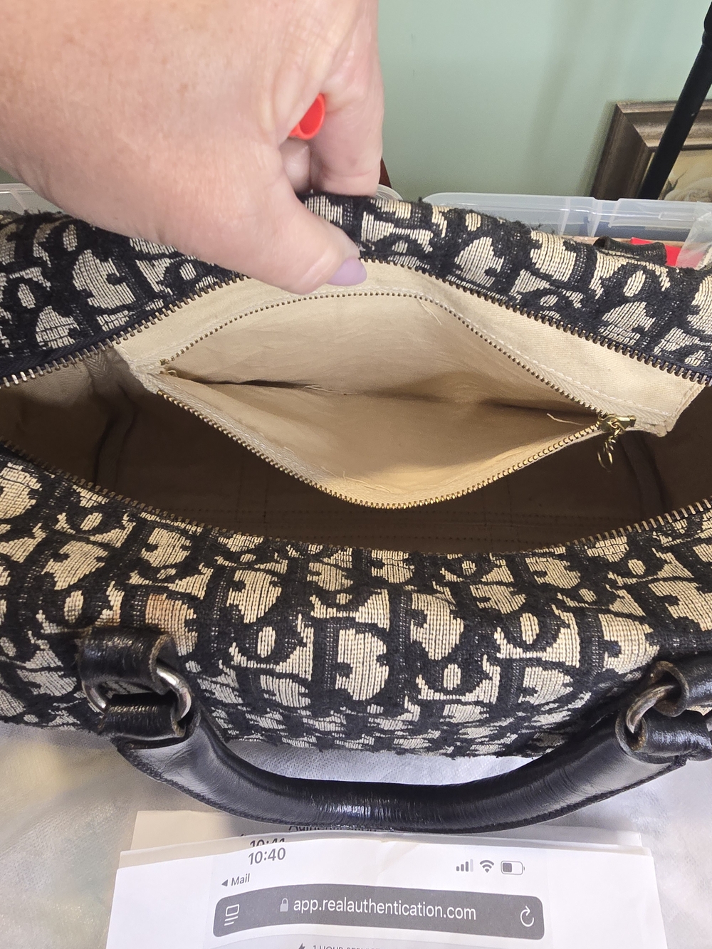 Dior Vintage Black/Beige Monogram Boston Bag - Picture 4 of 5